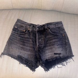 Black Levi’s 501 Ripped Jean Shorts